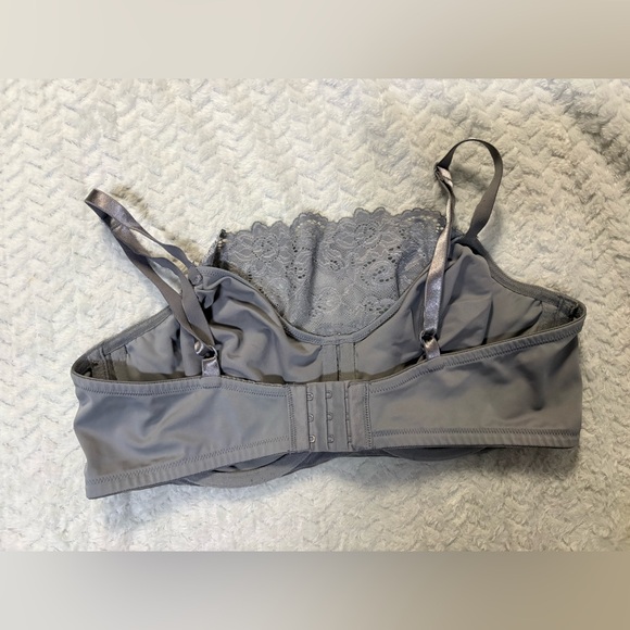 Olga Pretty Lace Cami Bra 38D Gray Floral Lace Full Coverage Underwire Softcore - Picture 5 of 7